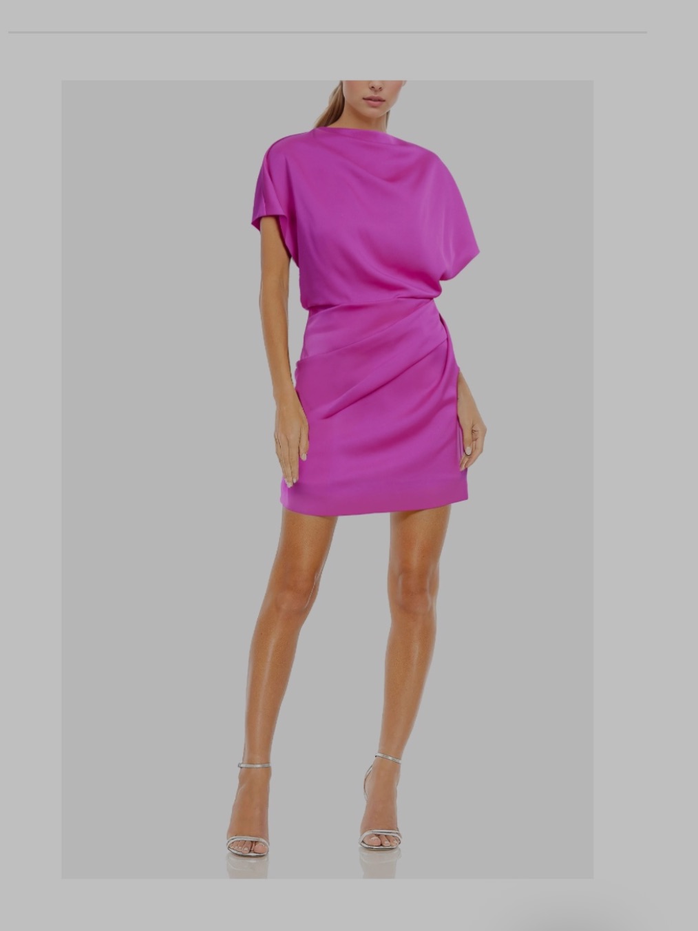 Fuchsia Asymmetric Draped Mini Dress
